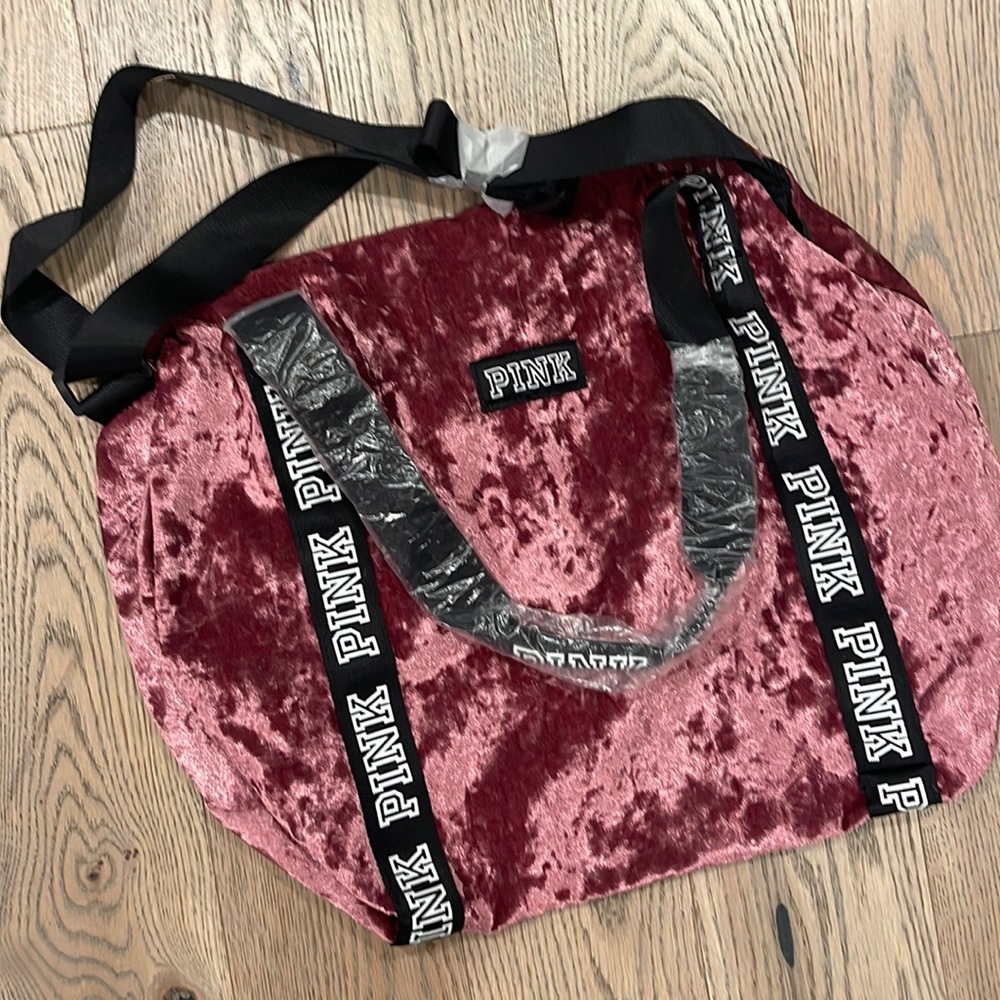 Pink duffle bag